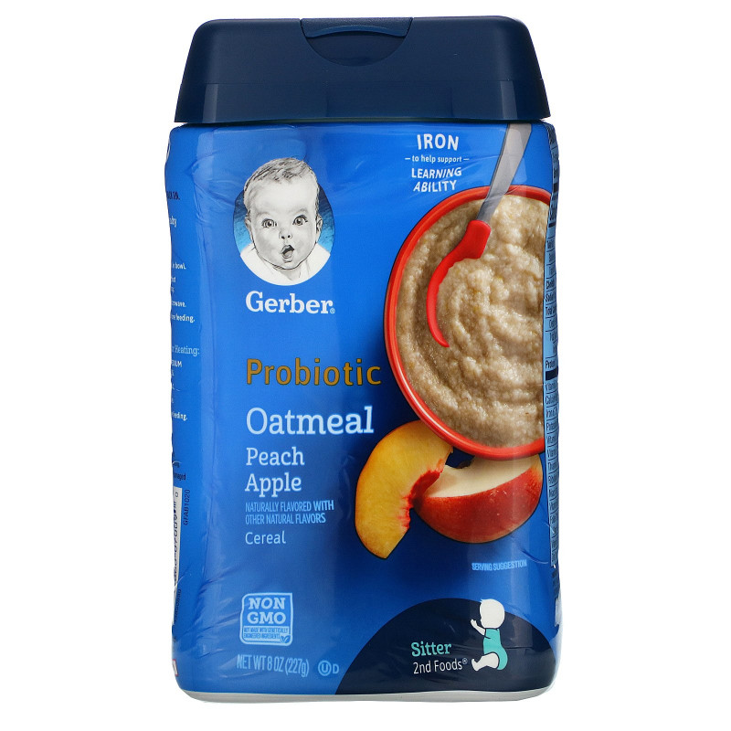 Gerber, Probiotic Oatmeal Cereal, Peach Apple, 8 oz (227 g)