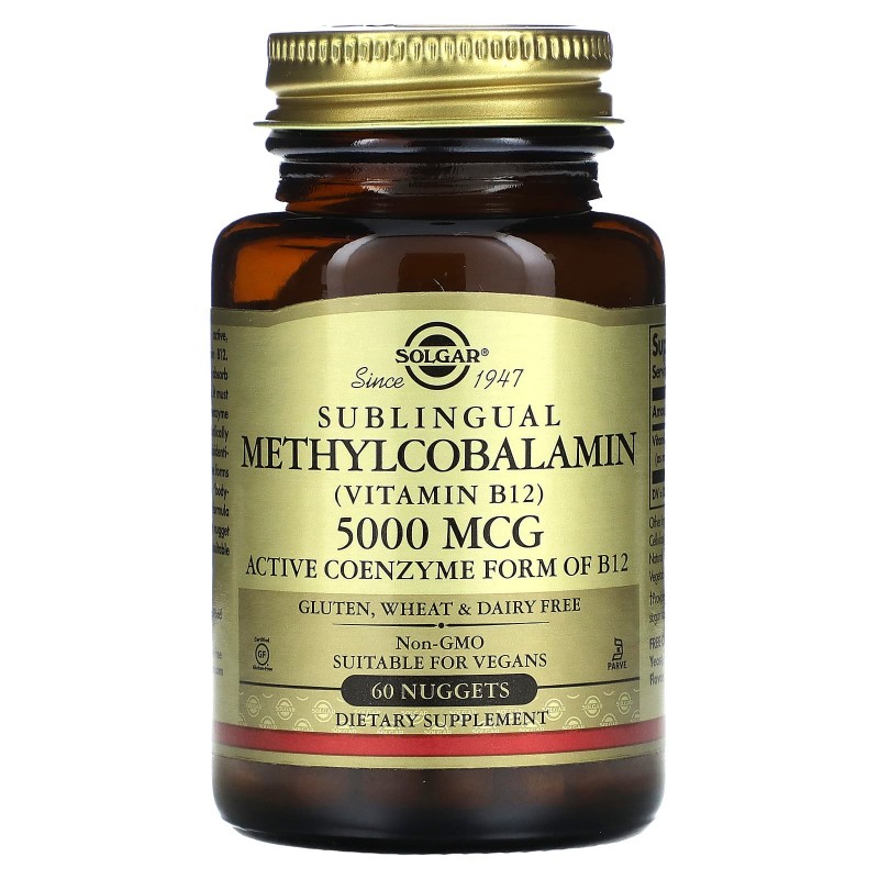 Solgar, Сублингвальный Метилкобаламин, 60 капсула