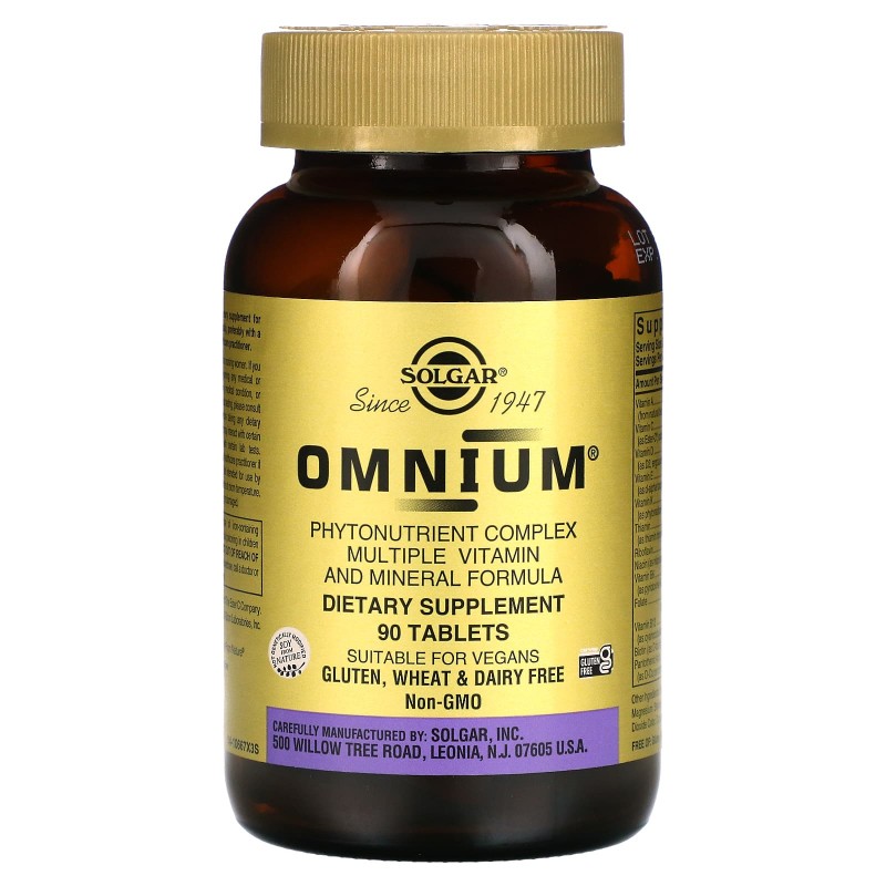Solgar, Омниум, мультивитаминно-минеральный состав с комплексом растительных веществ, 90 таблеток