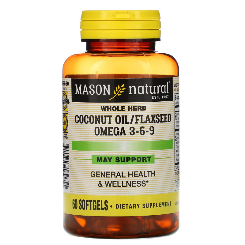Mason Natural Coconut Oil / Flax Seed Omega 3-6-9 60 Softgels