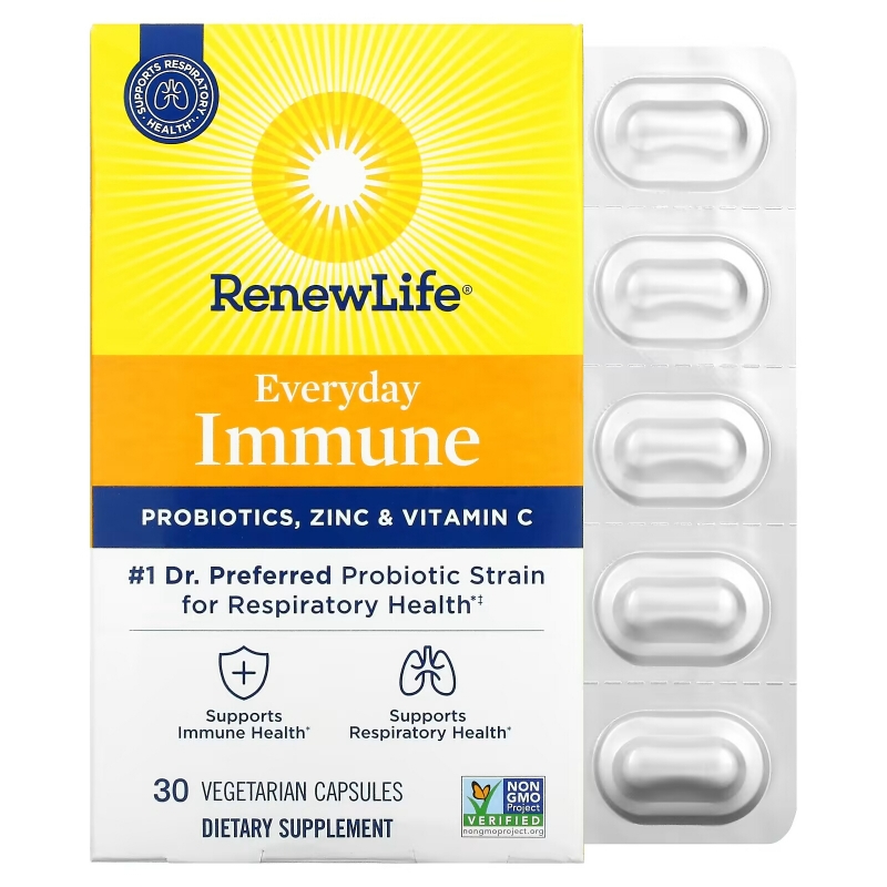 Renew Life, Everyday Immune, Probiotics, Zinc & Vitamin C, 30 Vegetarian Capsules