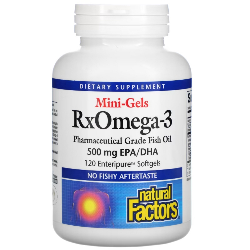 Natural Factors, RxOmega-3 Mini-Gels, 500 mg, 120 Enteripure Softgels