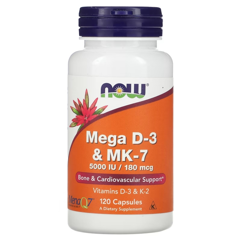 NOW Foods, Mega D-3 & MK-7, 120 Capsules