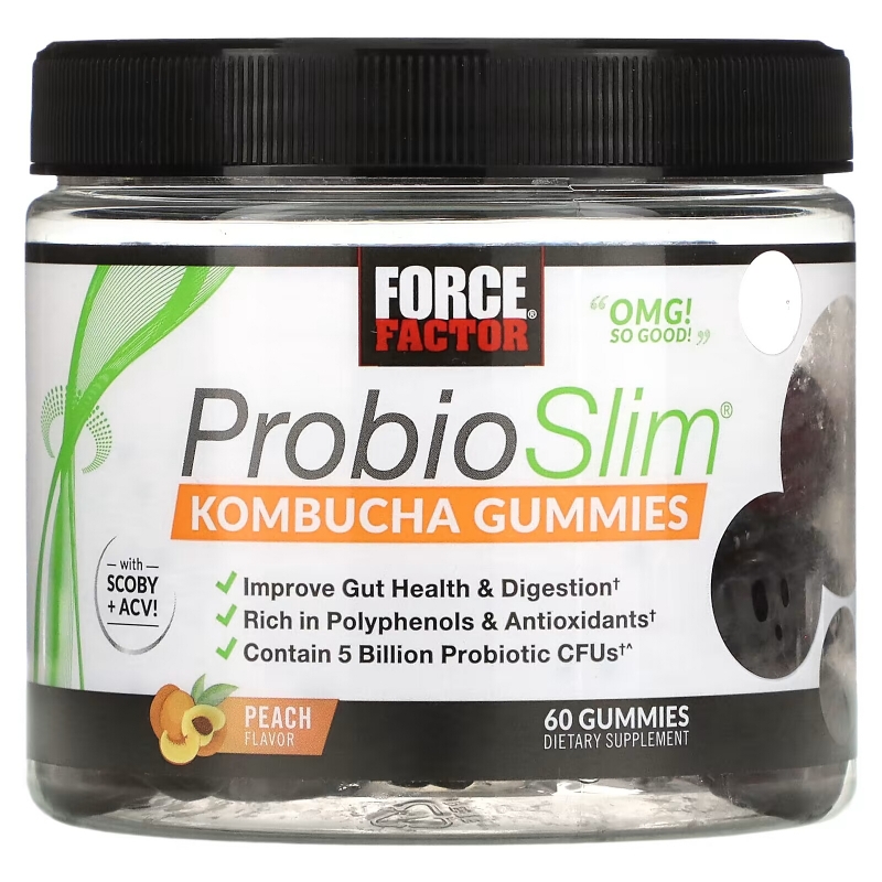 Force Factor, ProbioSlim, Kombucha Gummies, Peach, 60 Gummies