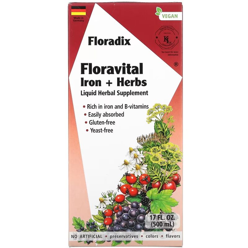 Gaia Herbs, Floradix, Floravital Iron + Herbs, 17 fl oz (500 ml)