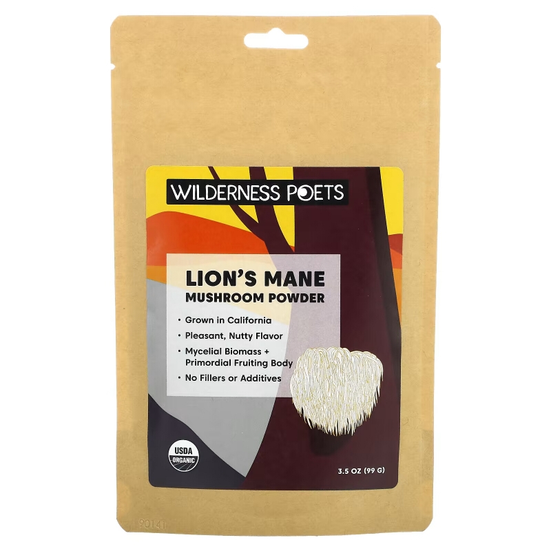 Wilderness Poets LLC, Organic Lions Mane Mushroom Powder, 3.5 oz (99 g)
