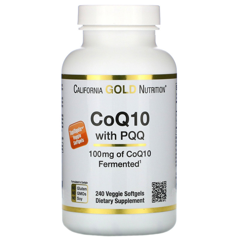 California Gold Nutrition, Кофермент Q10 с пирролохинохиноном, 100 мг, 240 вегетарианских мягких таблеток