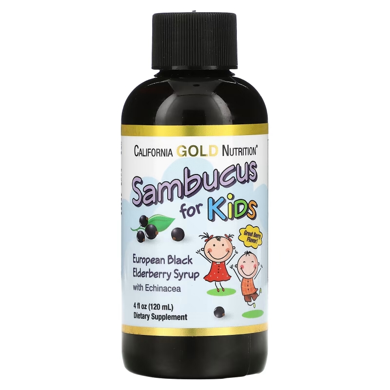 California Gold Nutrition, Children Sambucus Elderberry Syrup, 4 fl oz (120 ml)