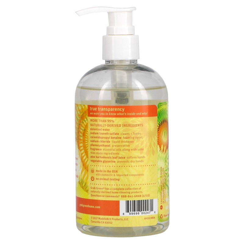 GrabGreen Hand Soap Tangerine with Lemongrass 12 oz (355 ml)